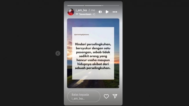 Unggahan suami Clara Shinta soal perselingkuhan (Instagram/@i_am_lxa)