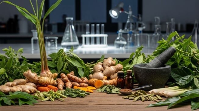 Ilustrasi Tanaman Herbal. (Google AI Studio)