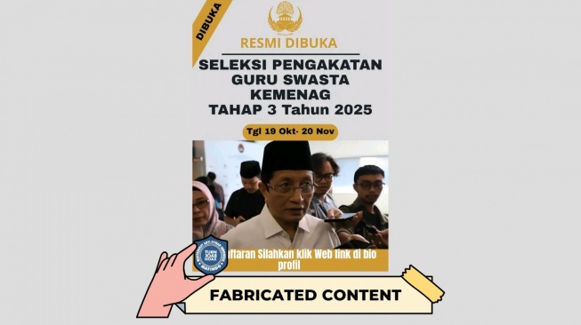 Hoaks seleksi PPPK Guru Kemenag tahap 3 tahun 2025. [Dok. Istimewa]