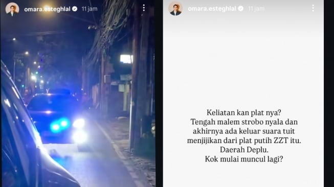 IG Story Omara Esteghlal menyoroti mobil yang menggunakan Strobo (Instagram)