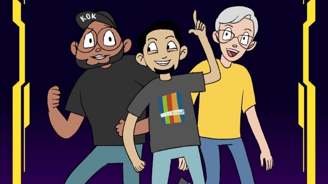 Patra Gumala, Diaz Danar, dan Randhika Djamil untuk Podcast Ancur. [Instagram]