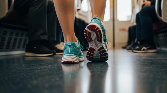 Sepatu lokal yang nyaman dipakai saat naik KRL (Google Studio AI)