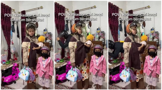 Momen seorang istri merekam aksi suami yang mencari kunci motor saat bersiap berangkat (Instagram)