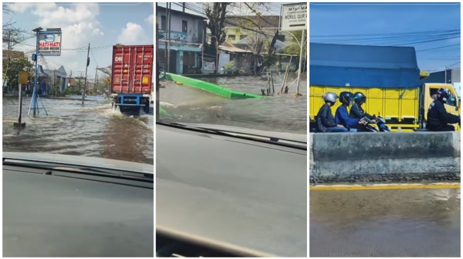 Google Map panik saat mobil melewati banjir (Instagram)