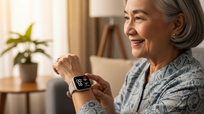 Ilustrasi Smartwatch untuk Orang Tua. (Google AI Studio)