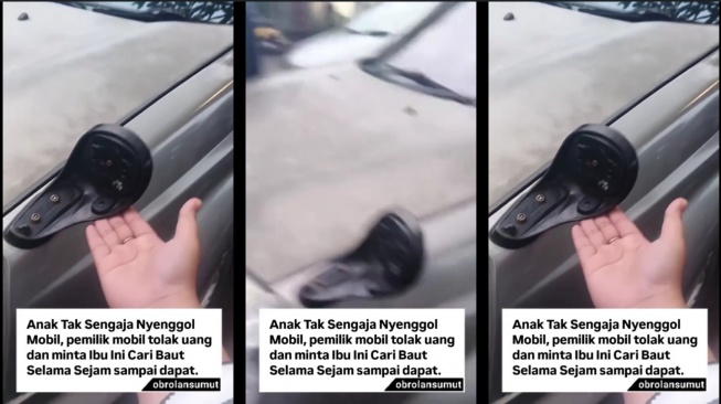 Tolak ganti rugi, pasutri Ini suruh seorang anak merangkak cari baut spion mobilnya yang tidak sengaja tersenggol (Instagram)