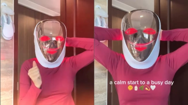 Ashanty pakai LED face mask. (Instagram)