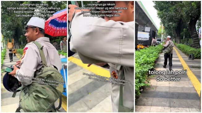 Seorang perempuan merekam seorang polisi yang diduga melakukan catcalling (Instagram)