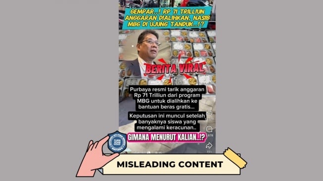 Beredar hoaks Purbaya Yudhi Sadewa, resmi menarik anggaran sebesar Rp 71 triliun dari program Makan Bergizi Gratis (MBG). [Dok. Istimewa]