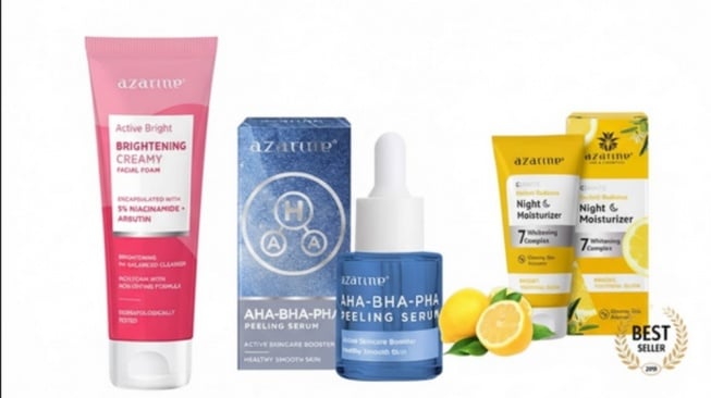 Produk skincare Azarine (Kolase dibuat dengan Gemini AI)