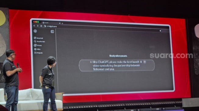 Kolaborasi Telkomsel x ChatGPT hadirkan paket bundling Telkomsel x ChatGPT Go di Jakarta, Sabtu (1/11/2025). [Suara.com/Dythia]