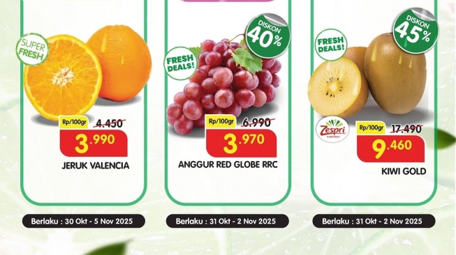 Diskon hingga 50 Persen Buah dan Sayur di Super Indo, Berlaku sampai 5 November 2025