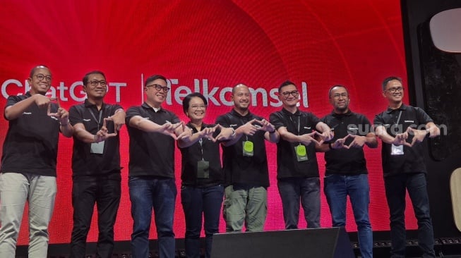 Kolaborasi Telkomsel x ChatGPT hadirkan paket bundling Telkomsel x ChatGPT Go di Jakarta, Sabtu (1/11/2025). [Suara.com/Dythia]