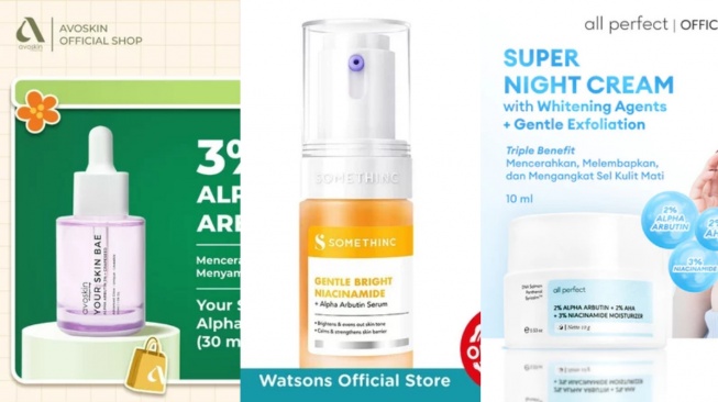 Kolase skincare yang mengandung Alpha Arbutin (Dok. Shopee)