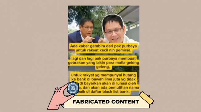 Hoaks Negara akan melunasi hutang bank di bawah Rp 5 juta viral. [Dok. Istimewa]