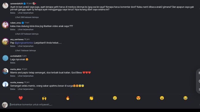 Ruben Onsu tegur fans Sarwendah dan Gio (Instagram @erliyawati_)