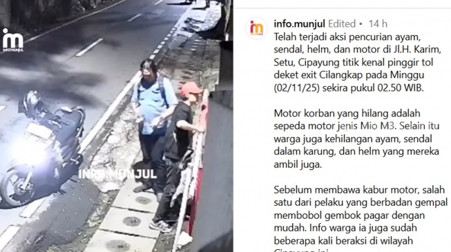 Terekam CCTV! Trio 'Triceng' Beraksi: Bobol Pagar Bawa Kabur Motor, Ayam, Serta Sandal di Cipayung