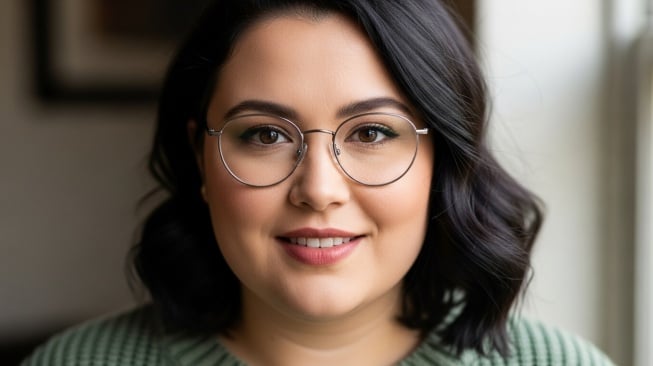 Bentuk kacamata bulat metal (Google Studio AI)