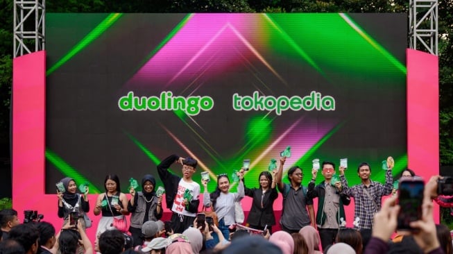 Kolaborasi Duolingo dan Tokopedia. [Duolingo] 