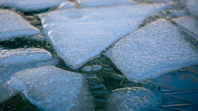 Ilustrasi es yang mengapung di permukaan air (Pexels)