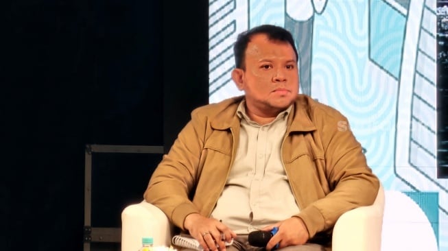 Strategic Research Manager CORE Indonesia Yusuf R Manilet di Youth Economic Summit (YES) 2025 di Radio Republik Indonesia (RRI), Jakarta Pusat, Sabtu (15/11/2025). [Suara.com/Rina]