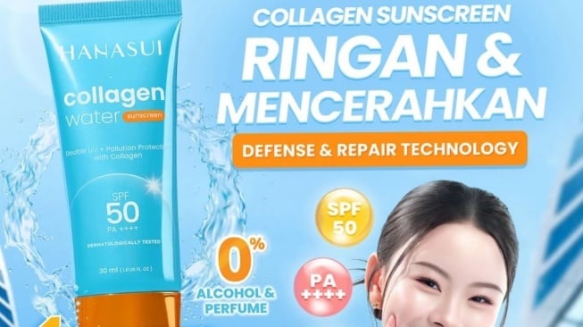 Sunscreen kolagen untuk cegah tanda penuaan di usia 30-an. (Shopee)
