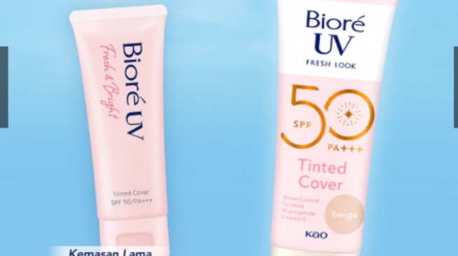 Biore UV Fresh Look Sunscreen Tinted Cover Beige SPF 50 PA+++. [Shopee]