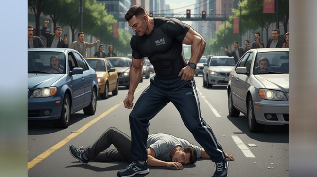 Bikin Heboh! Pria Pakai Baju Olahraga Polda Sumut Aniaya Pengendara Motor