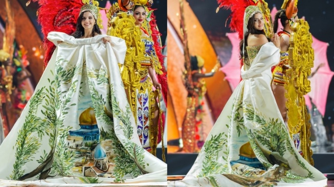 5 Potret Miss Palestina dengan Gaun Bergambar Al-Aqsa, Bikin Dunia Terpukau