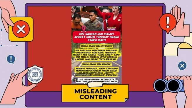 Hoaks RUU KUHAP yang baru atur aparat bisa tangkap siapa saja tanpa bukti. [Dok. Istimewa]