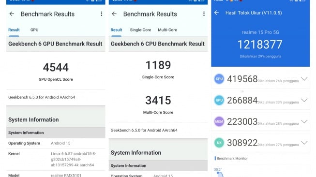 Review Realme 15 Pro Game of Thrones Limited Edition, skor AnTutu dan Geekbench. [Suara.com/Dicky Prastya]