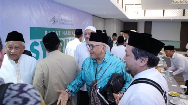 Gambaran suasana Rapat Harian Syuriyah PBNU di sebuah hotel Jakarta Pusat sebagaimana dikirim Katib Syuriyah PBNU, Gus Ahmad Tajul Mafakhir ke jurnalis Suara.com. (Dok. Gus Ahmad Tajul Mafakhir)
