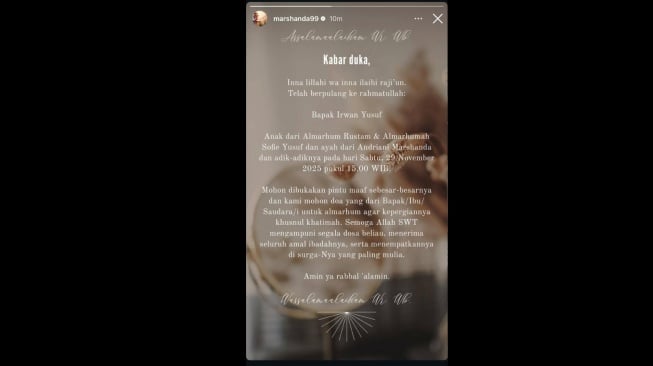 Ayah Marshanda meninggal dunia [Instagram/@Marshanda]