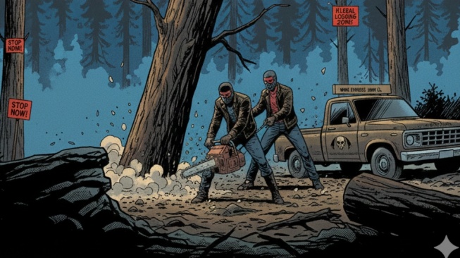 Tes Kejelian Mata: Temukan 3 Perbedaan di Foto Batang Pohon Hasil Penebangan Hutan Ini