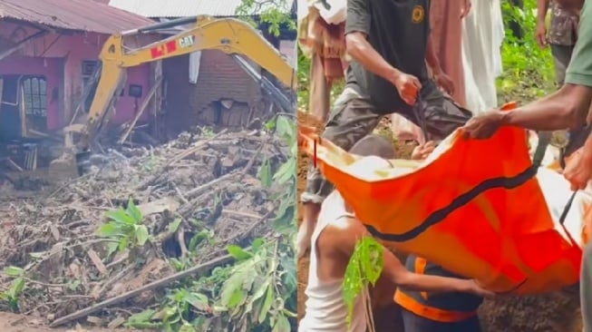 Kisah Pria Sampai Sewa Alat Berat Sendiri, Demi Temukan Jasad Ibu yang Tertimbun Longsor di Agam
