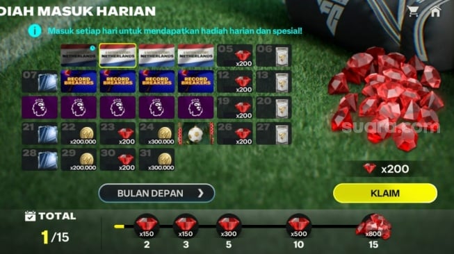 Hujan Gems di FC Mobile. (ist)