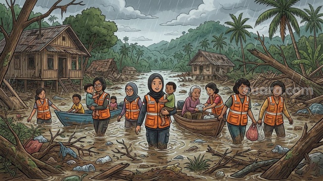 Di Balik Senyum di Posko Pengungsian, Perempuan Sumatra Menanggung Beban Sunyi yang Berat