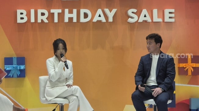 Jumpa pers 12.12 Birthday Sale: Satu Dekade Mengukir Cerita Pertumbuhan Bersama, di Jakarta, Jumat (5/12/2025). [Suara.com/Dythia] 