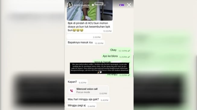 Terlalu Mendadak! Ini Alasan Azizah Salsha Tak Berkerudung Saat Melayat Ayah Mertua (Instagram)