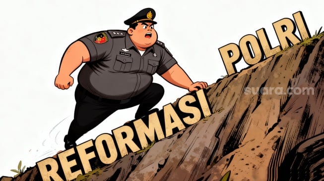 Ilustrasi Reformasi Polri. (Suara.com/Emma)