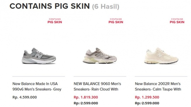 Sepatu New Balance mengandung kulit babi. (www.newbalance.co.id)