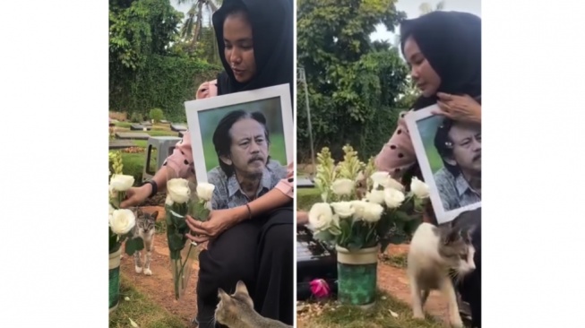 Unggahan Ziarah Karina Ranau ke Makam Epy Kusnandar Disorot, Kucing-Kucing Berkumpul di Pusara