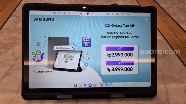 Samsung Galaxy Tab A11+, Jakarta, Kamis (18/12/2025). [Suara.com/Dythia] 