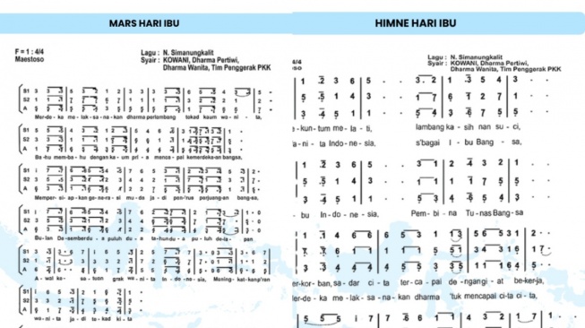Lirik Mars Hari Ibu dan Hymne Hari Ibu Lengkap Beserta Partitur Not Angkanya