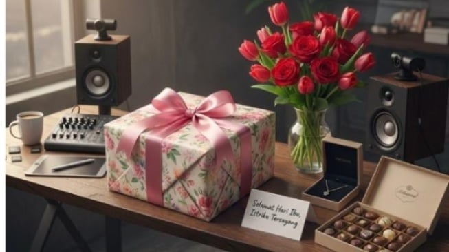 Ilustrasi kado Hari Ibu untuk istri. (Gemini AI)