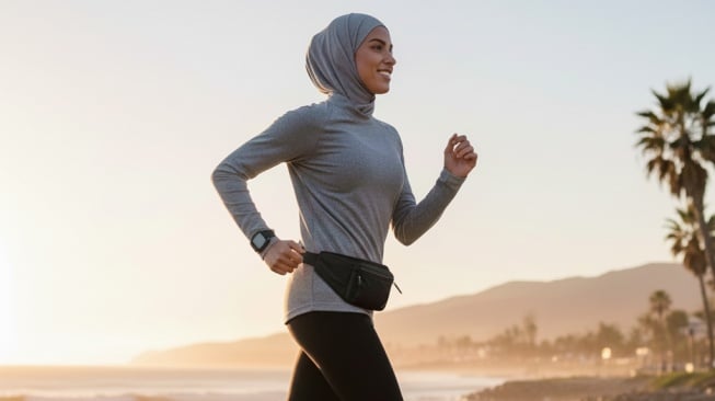 Outfit lari wanita berhijab [Gemini AI]