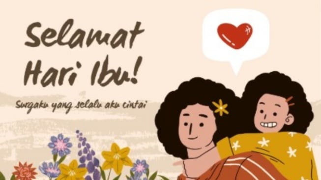 Ilustrasi kartu ucapan selamat Hari Ibu 2025 [Canva]