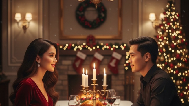 Hasil foto AI tema Natal. [Gemini AI]