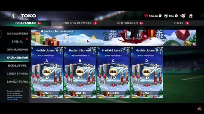 Hadiah Liburan FC Mobile (YouTube/MTL Channel)
