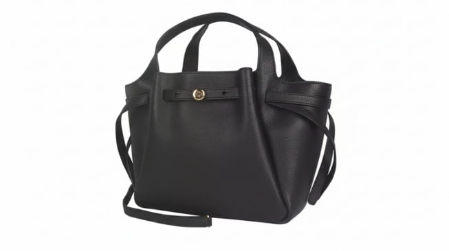 Tory Burch Romy Leather Tote in Black (Brand)